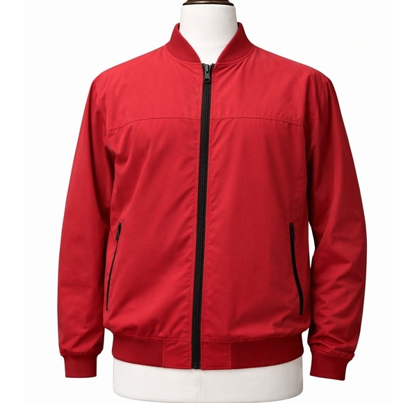 Zara Other - Zara Man Red Bomber Jacket Lightweight Mesh Lined Full Zip Mens XL
